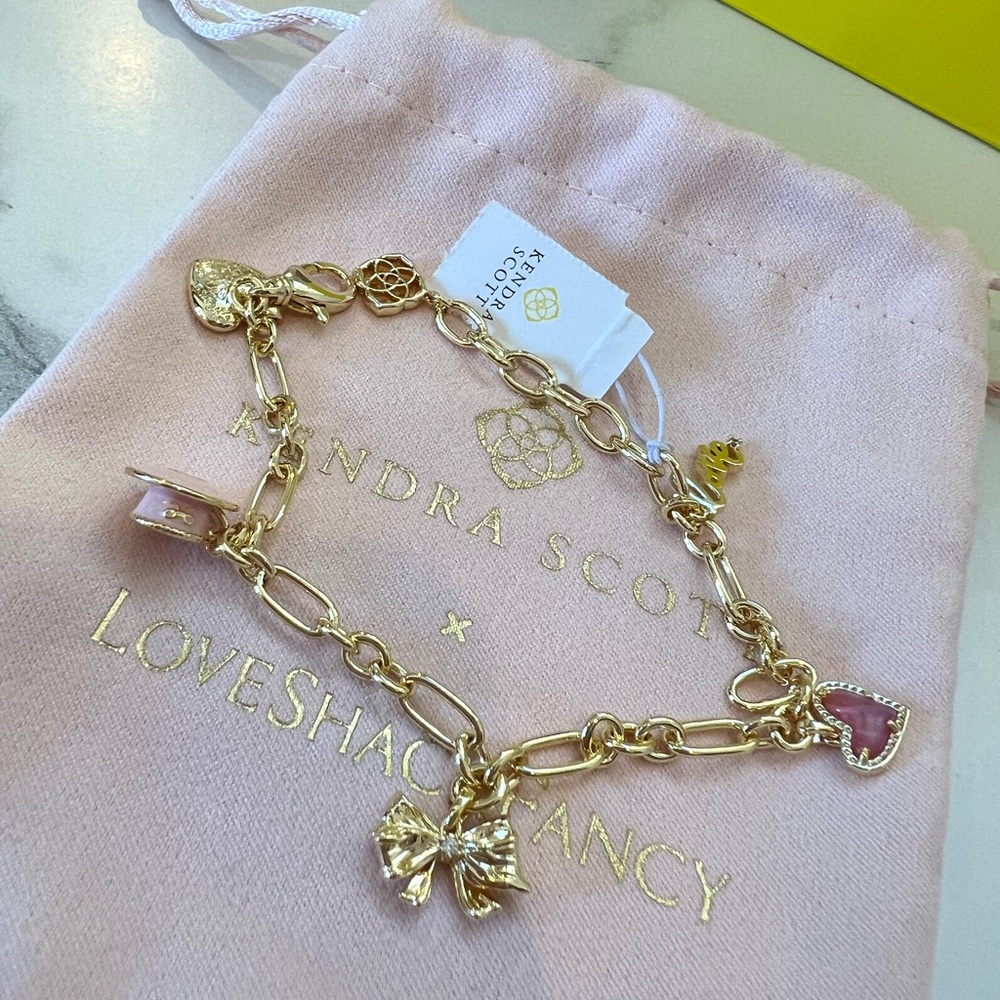 SOLD NEW in gift box. Loveshackfancy Kendra Scott Charm Bracelet - Picture 1 of 5